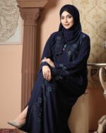 Navy Blue Color Borka Design with Stone Work - Image 2