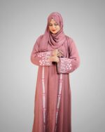 Dubai Cherry Fabric Borka with Embroidery Design - Image 4