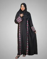 Luxury Cherry Fabric Borka with Embroidery Design - Image 12