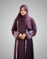 Dubai Cherry Fabric Borka with Embroidery Design - Image 6