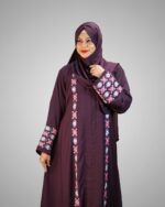 Luxury Cherry Fabric Borka with Embroidery Design - Image 5