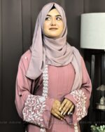 Cherry Fabric Burka with Embroidery Design - Image 3