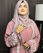 Cherry Fabric Burka with Embroidery Design - Image 6