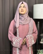 Cherry Fabric Burka with Embroidery Design - Image 9