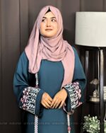 Dubai Cherry Fabric Burka with Embroidery Design - Image 4