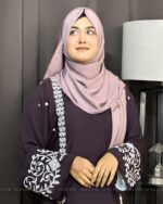 Cherry Fabric Burka with Embroidery Design - Image 2