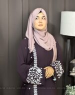 Cherry Fabric Burka with Embroidery Design - Image 5