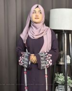 Dubai Cherry Fabric Burka with Embroidery Design - Image 3