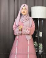 Dubai Cherry Fabric Burka with Embroidery Design - Image 2