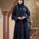 Navy Blue Color Borka Design with Stone Work