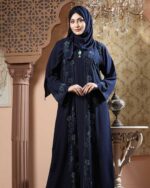 Navy Blue Color Borka Design with Stone Work