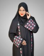 Luxury Cherry Fabric Borka with Embroidery Design - Image 4