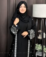 Cherry Fabric Burka with Embroidery Design