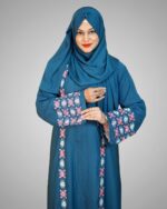 Luxury Cherry Fabric Borka with Embroidery Design