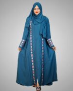 Dubai Cherry Fabric Borka with Embroidery Design - Image 5