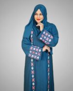 Luxury Cherry Fabric Borka with Embroidery Design - Image 7