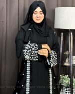 Cherry Fabric Burka with Embroidery Design - Image 7