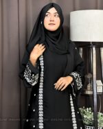 Cherry Fabric Burka with Embroidery Design - Image 4