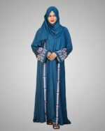 Dubai Cherry Fabric Borka with Embroidery Design - Image 9