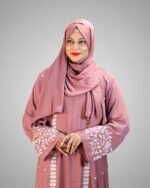 Cherry Fabric Borka with Embroidery Design - Image 3