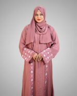 Luxury Cherry Fabric Borka with Embroidery Design - Image 6