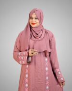 Luxury Cherry Fabric Borka with Embroidery Design - Image 2